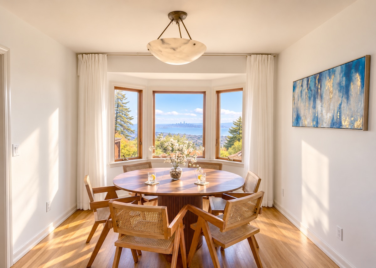 Dining table with Bay and San Francisco skyline view