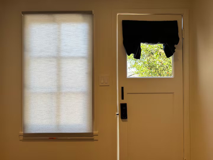 Private entrance door with smart lock